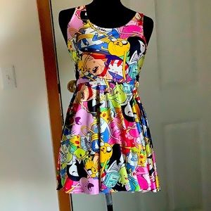 Colorful Cartoon Print Women's Dress